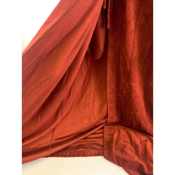 JcPenney Misses Robe Vintage Velour Quilted Collar Brown Rust Tie Belt Womens L - Picture 6 of 13